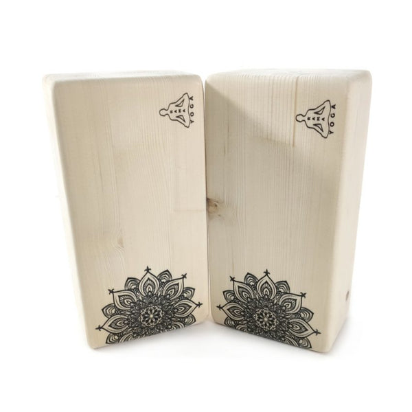 Yoga- Pilates Block mit Mandala-Muster Nr. 2, Dehnblock aus Holz