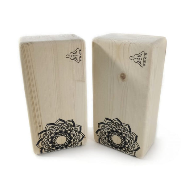 Yoga-Pilates Block mit Mandala-Muster Nr. 1, Dehnblock aus Holz