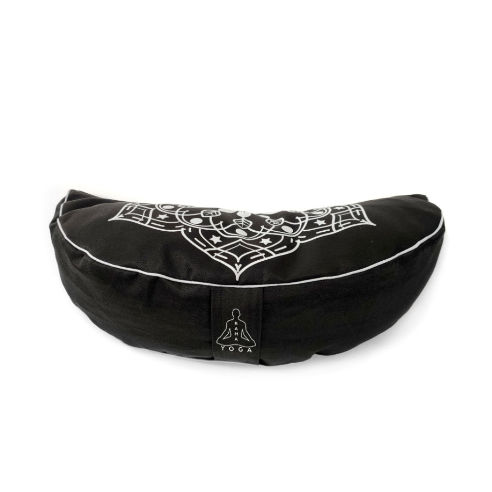 Crescent Mandala Black Meditation pillow