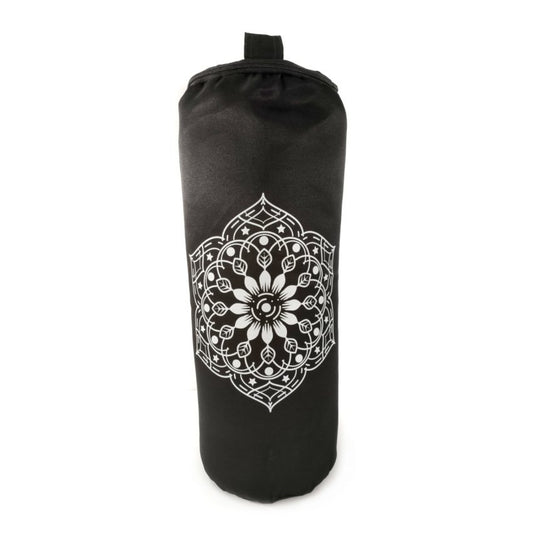 Mandala Black yoga Bolster filled with Buckwheat husk